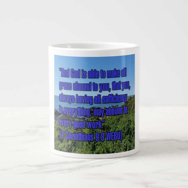 Taza De Café Gigante 2 Corintios 9:8 WEBU Mug (Frente)