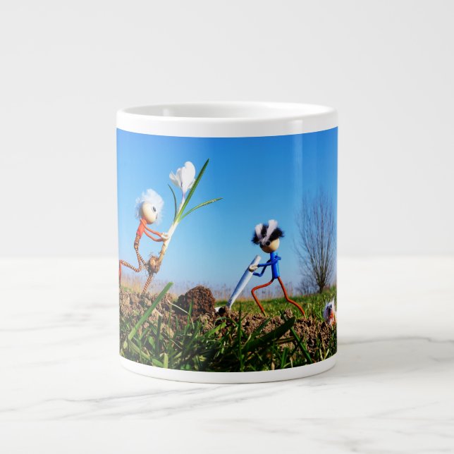 Taza De Café Gigante 2 Fubby's die een bol krokus planten. (Frente)