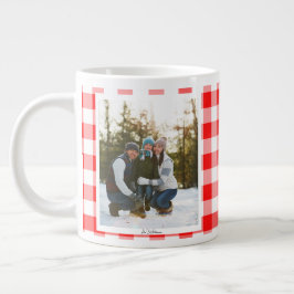 Taza De Café Gigante 2 Photo Red Plaid Vintage Trendy Christmas Gift