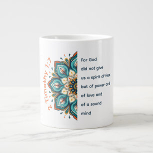 Taza De Café Gigante 2 Timothy 1:7 Mandala Flor Jumbo Mug