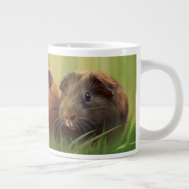 Taza De Café Gigante 3 cerdos de Guinea en hierba