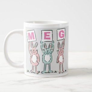 Taza De Café Gigante 3 Letra Nombre Conejos divertidos Diseño