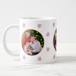 Taza De Café Gigante 3 Patrón de flor rosa de Collage de fotos