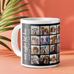 Taza De Café Gigante 40 Collage de fotos - 4 Filas 10 Columnas - Nombre<br><div class="desc">Una simple cuadrícula de fotos con muchas fotos para todas las fotos de tu teléfono. Este moderno diseño fiesta de collage incluye un lugar para cuarenta fotos o personajes destacados. El texto opcional del guión de la parte inferior se puede utilizar para nombres, eventos, fechas y más! Si necesita ajustar...</div>