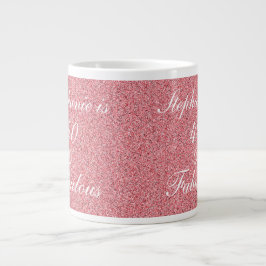 Taza De Café Gigante 40 Y Fabuloso Rosa De Cumpleaños Purpurina Rosa Ru