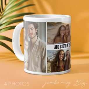 Taza De Café Gigante 4 Collage de Fotos con una Línea de Texto - Mínimo