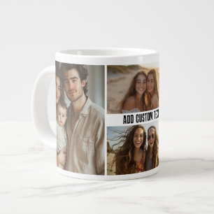 Taza De Café Gigante 4 Collage de Fotos con una Línea de Texto - Mínimo