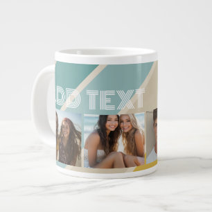 Taza De Café Gigante 4 Foto Patrón de raya retro nombre divertido