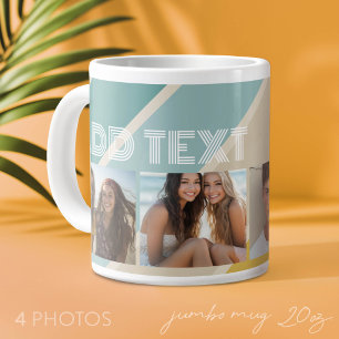 Taza De Café Gigante 4 Foto Patrón de raya retro nombre divertido