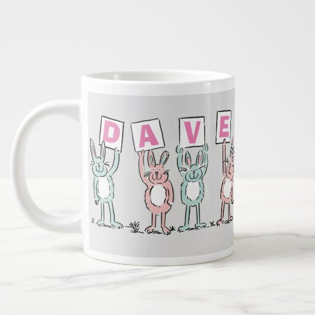 Taza De Café Gigante 4 Letra Nombre Conejo De Fun (Izquierda)