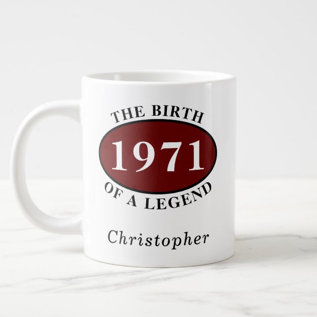 Taza De Café Gigante 50 Aniversario Personalizado 1971 Nacimiento De Un (Izquierda)