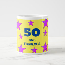 Taza De Café Gigante 50 años y fabulosas estrellas amarillas cumpleaños