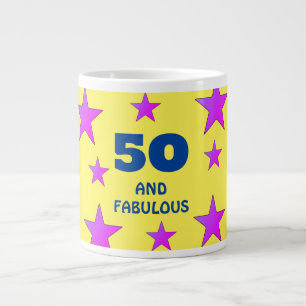 Taza De Café Gigante 50 años y fabulosas estrellas amarillas cumpleaños