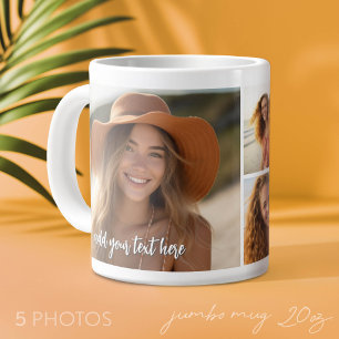 Taza De Café Gigante 5 Colage de Fotos - Mod Minimalista con Texto de G