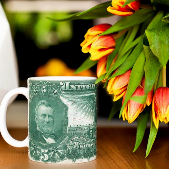 Taza De Café Gigante 5 $ Silver Certificate Mug - 1896 Green Note - Su (Subido por el creador)