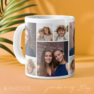Taza De Café Gigante 6 Colaje de Fotos - Mismo Colaje en Ambos Lados