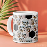 Taza De Café Gigante 6 Collage de fotos - patrón hexágono funky<br><div class="desc">Las fotos cuadradas funcionan mejor con esta plantilla. Añade tus fotos favoritas a esta plantilla divertida. Puede usar fotos cuadradas o cualquier foto para esta cuadrícula.</div>