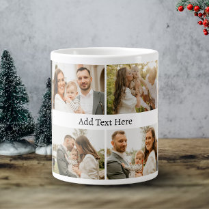 Taza De Café Gigante 6 Collage de fotos - Personalizado Texto blanco ne