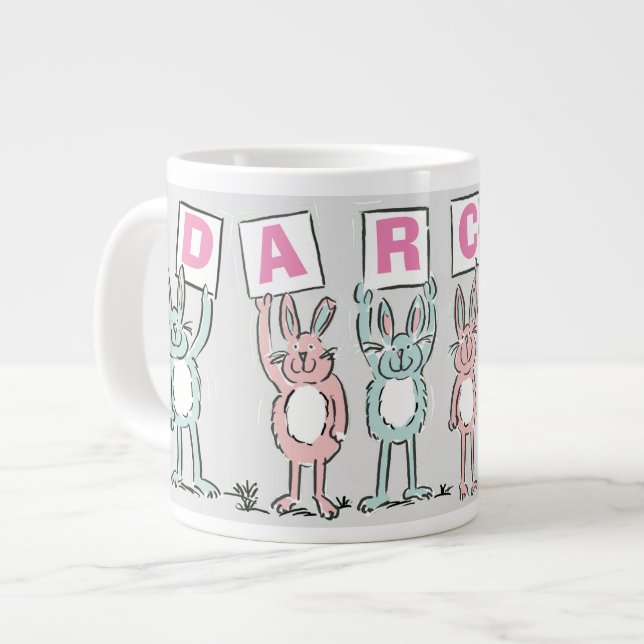 Taza De Café Gigante 6 Letra Nombre Con Conejos Divertidos (Izquierda)