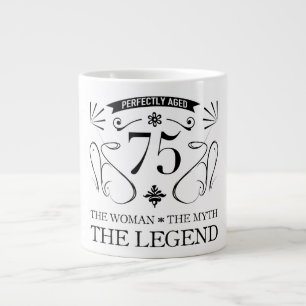 Taza De Café Gigante 75.o Cumpleaños para las mujeres