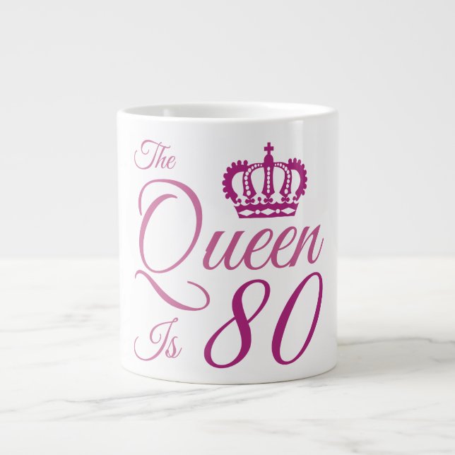 Taza De Café Gigante 80.ª Reina de Cumpleaños (Frente)