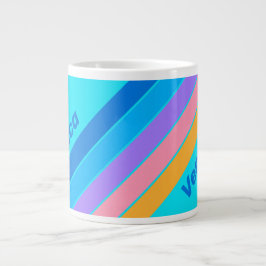 Taza De Café Gigante 80s Neon Ocean Sky Stripes with Name