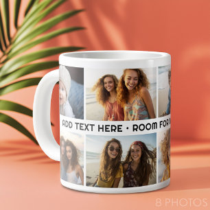 Taza De Café Gigante 8 Colaje de Fotos 1 Línea de Texto -- PUEDES Edita