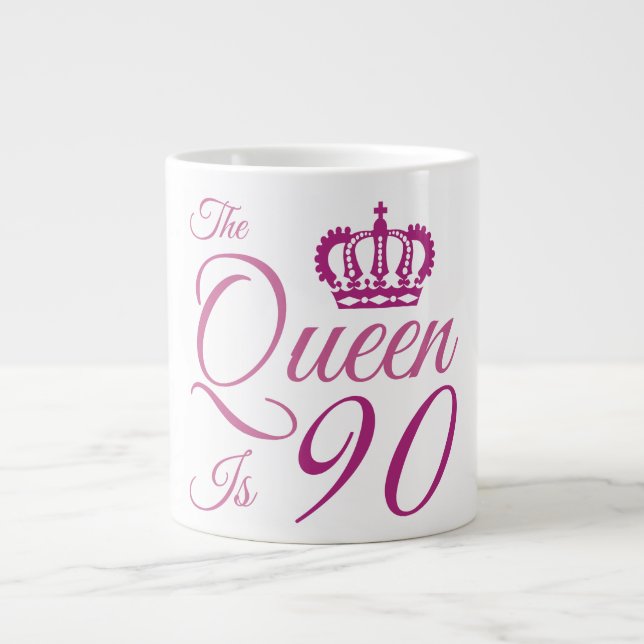 Taza De Café Gigante 90.ª Reina de Cumpleaños (Frente)
