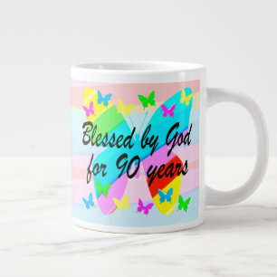 TAZA DE CAFÉ GIGANTE 90.º CUMPLEAÑOS BOTTERFLY BENDICIONES MUG