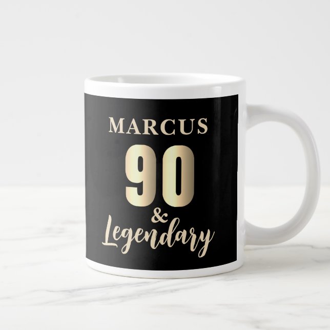 Taza De Café Gigante 90 & Legendary Gold 90th Birthday  (Derecha)