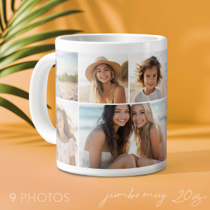Taza De Café Gigante 9 Colage de Fotos - Cuadrícula Blanca Moderna y Mi