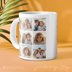 Taza De Café Gigante 9 Colaje de Fotos - Mismas Fotos en Ambos Lados