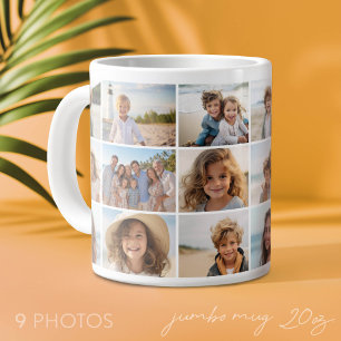 Taza De Café Gigante 9 Colaje de Fotos - Mismas Fotos en Ambos Lados