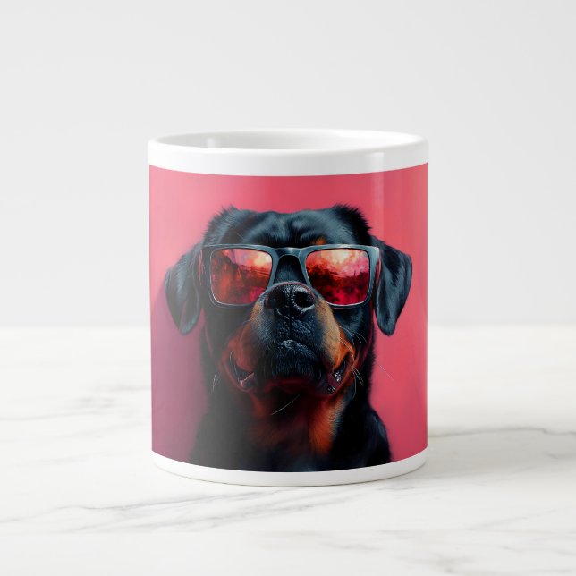Taza De Café Gigante A cool rottweiler with sunglasses (Frente)
