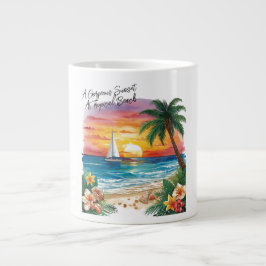 Taza De Café Gigante A Gorgeous Sunset At Tropical Beach, Vacation,