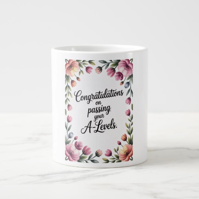 Taza De Café Gigante A Level Exam Floral Congratulation Graduation  (Frente)