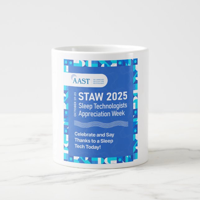 Taza de café gigante AAST 2025 STAW (Frente)