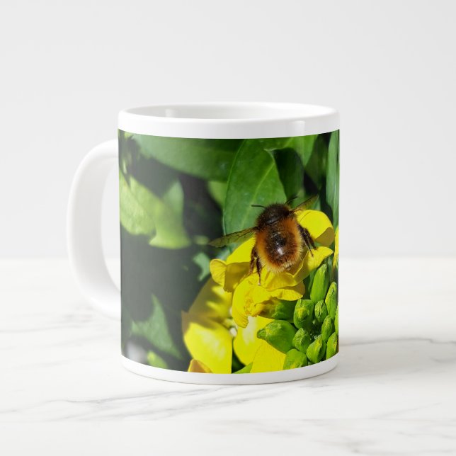 Taza De Café Gigante Abeja a las flores amarillas (Izquierda)