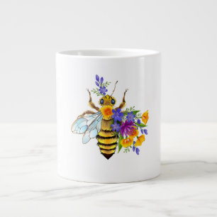Taza De Café Gigante Abeja de flor con plantas silvestres