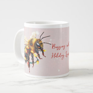Taza De Café Gigante Abejas Zumbando Con Espíritu Navideño Enredadas En
