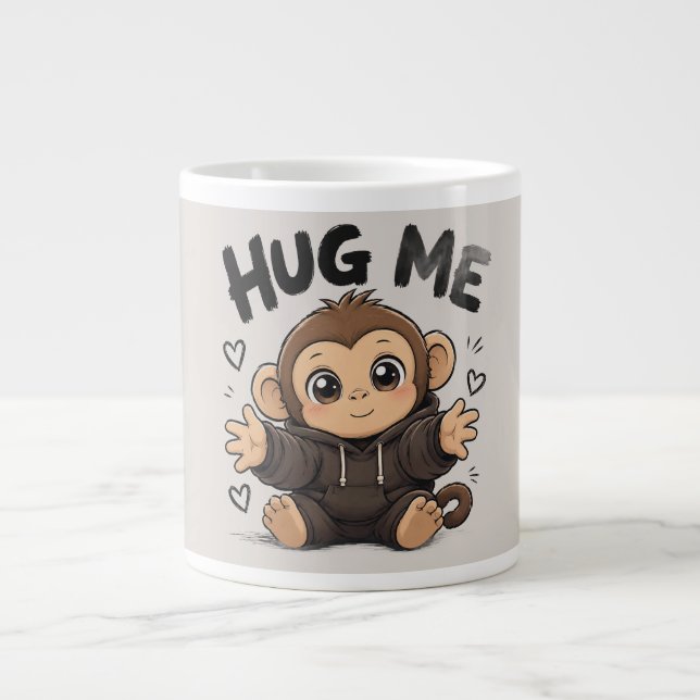 Taza De Café Gigante Abraza Me Mono (Frente)