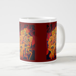 Taza De Café Gigante Abrazando el arte geométrico colorido de la muerte