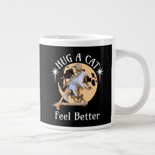 Taza De Café Gigante Abrazo de gato a la luz de la luna Esqueleto Humor