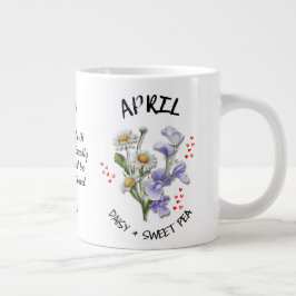 Taza De Café Gigante ABRIL Nacimiento Mes Flor Nombre Personalizado Cri