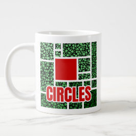 Taza De Café Gigante Abstracción con manchas verdes y acentos rojos