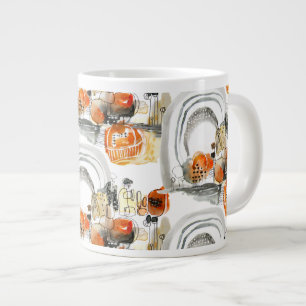 Taza De Café Gigante Abstracción moderna Naranja de patrón de corte