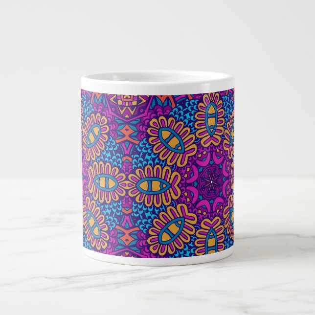 TAZA DE CAFÉ GIGANTE ABSTRACT BOHO FESTIVE MANDALA MUG (Frente)