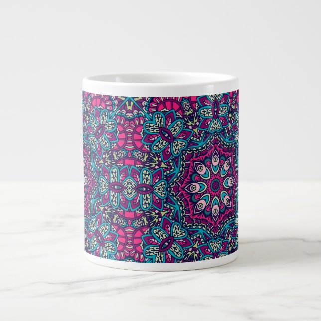 TAZA DE CAFÉ GIGANTE ABSTRACT BOHO FESTIVE MANDALA PATTERN MUG (Frente)