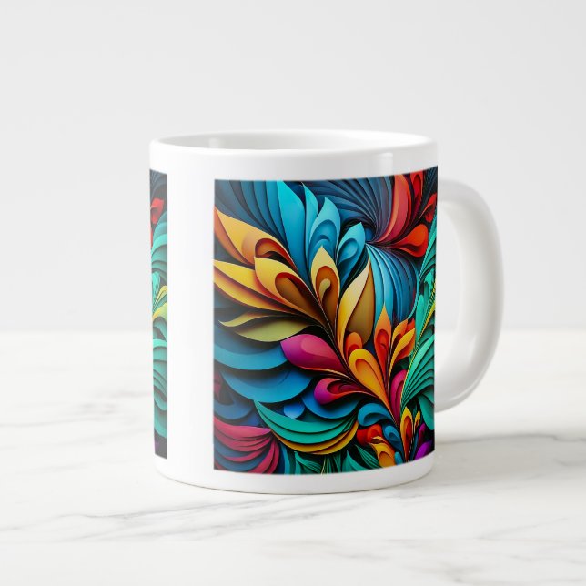 Taza De Café Gigante Abstract Flowers Jumbo Mug (Derecha)