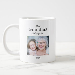Taza De Café Gigante Abuela pertenece a, foto personalizada Jumbo
